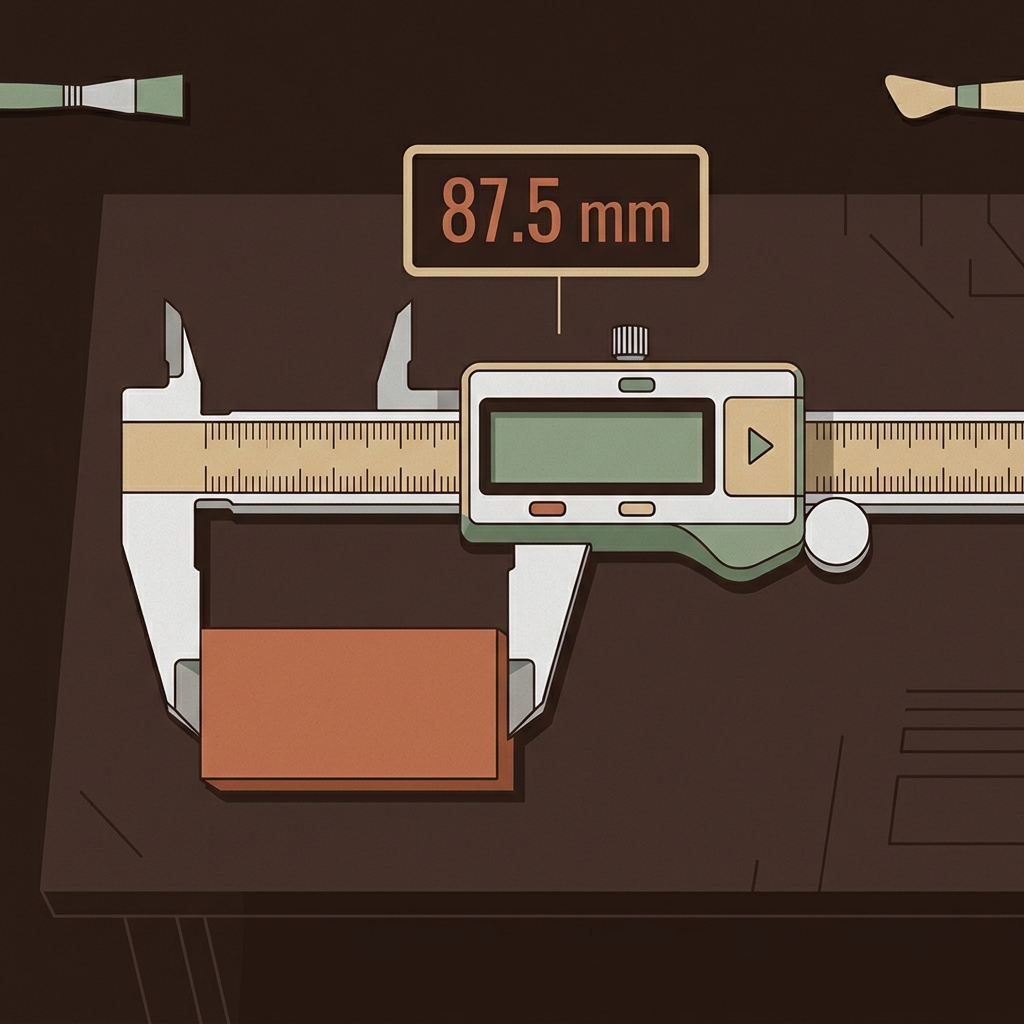 Step 5: Measure between marks — pottery clay shrinkage test bar illustration